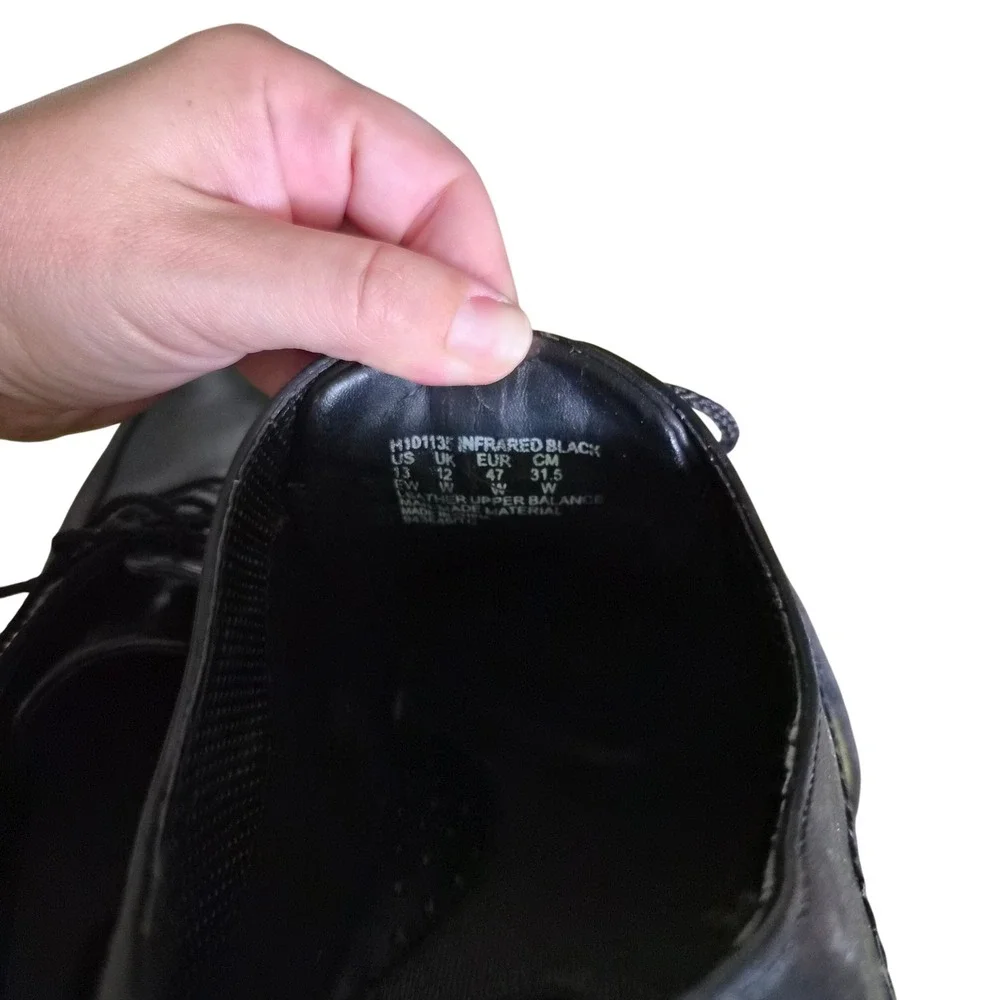 Hush‎ Puppies Mens Black Leather Derby Dress Shoes Square Toe Lace Up GUC 13 EW